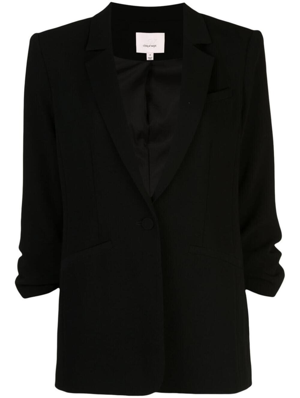 NWD, Cinq A Sept Khloe Ruched Sleeve single Breasted Blazer BlackSZ 12 #SJ2352